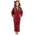 thumbnail image 1 of Cethrio Girls One-piece Pajamas, Long Sleeve Zipper Warm Fleece Girls' Winter Sleepwear Wine Size 10-12, 1 of 4