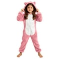 thumbnail image 1 of Cethrio Girls One-piece Pajamas, Warm Zip up Long Sleeve Fleece Winter Sleepwear Pink Size 7-8 T, 1 of 5