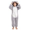thumbnail image 1 of Cethrio Girls Onesie Pajamas, Fleece Warm Long Sleeve One-piece Winter Sleepwear Home Loungewear Size 9-10 Years Gray, 1 of 5
