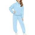 thumbnail image 1 of Cethrio Girls Outfit Sets, 2 PC Long Sleeve Half Zip Sweatshirts and Sweatpants Sets Sky Blue Size 14, 1 of 7