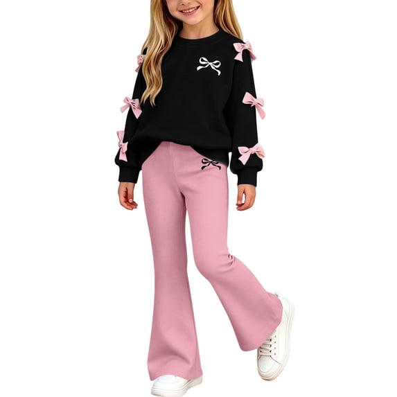 Cethrio Girls Outfit Sets 2 Piece, Outdoor Printed Spring Fall Long Sleeve Girls' Clothing Sets Watermelon Red Size 11-12 T