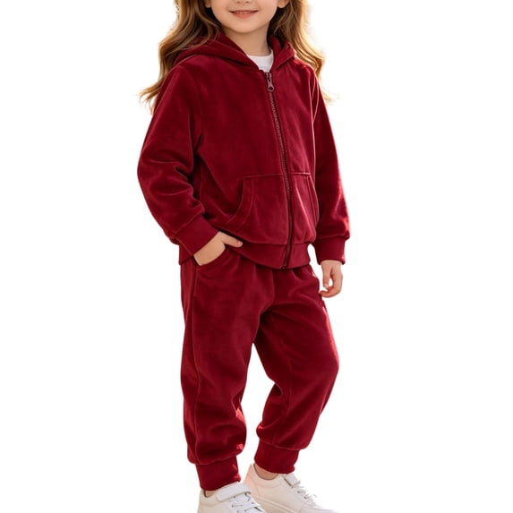 Cethrio Girls Outfit Sets 2 Piece, Warm Casual Long Sleeve Fall Girls' Clothing Sets Red Size 7-8 T