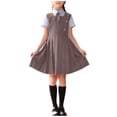 thumbnail image 1 of Cethrio Girls Outfit Sets, 3 PC Dancing Short Sleeve School Uniform Tie Shirts and Dresses Sets Gray Size 3-4 T, 1 of 5