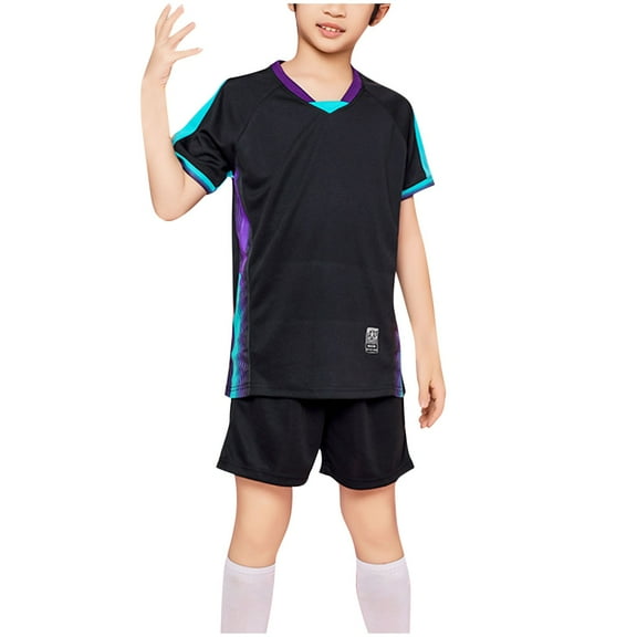 Cethrio Girls Outfit Sets, Basketball Quick-dry Summer T-shirts and Shorts Sets Black Size 6