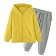 thumbnail image 1 of Cethrio Girls Outfit Sets, Cotton Long Sleeve 2 Piece Hoodies and Sweatpants Sets Yellow Size 14-16, 1 of 6