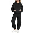 thumbnail image 1 of Cethrio Girls Outfit Sets, Fall Winter Warm Long Sleeve Running Hoodies and Sweatpants Sets Black Size 5T, 1 of 5