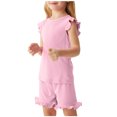 thumbnail image 1 of Cethrio Girls Outfit Sets, Gifts Sleeveless 2 Piece Summer Girls' Clothing Sets Pink Size 2-8 T, 1 of 6
