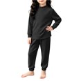 thumbnail image 1 of Cethrio Girls Pajama Sets, Fall Winter Long Sleeve Comfortable 2 Piece Thermal Underwear Sets Size 5-6 Years Black, 1 of 5