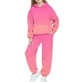 thumbnail image 1 of Cethrio Girls Outfit Sets, Long Sleeve Casual Fall Winter Warm Hoodies and Sweatpants Sets Hot Pink Size 10-12, 1 of 5