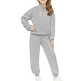 thumbnail image 1 of Cethrio Girls Outfit Sets, Long Sleeve Half Zip 2 PC Sweatshirts and Sweatpants Sets Gray Size 7-8, 1 of 7
