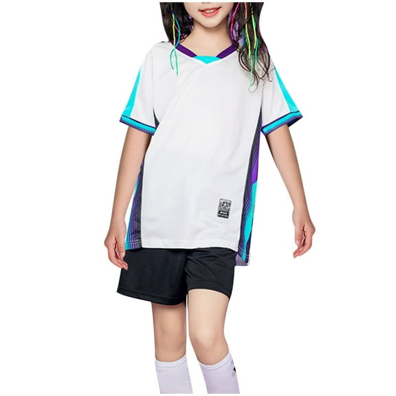 Cethrio Girls Outfit Sets, Quick-dry Summer Basketball T-shirts and Shorts Sets White Size 12