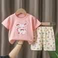 thumbnail image 1 of Cethrio Girls Outfit Sets, Short Sleeve 2 Piece Summer Shirts and Shorts Sets Multicolor Size 1-10 T, 1 of 3