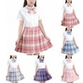 thumbnail image 1 of Cethrio Girls Outfit Sets, Short Sleeve School Uniform Summer Shirts and Skirts Sets Pink Size 6, 1 of 3