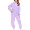 thumbnail image 1 of Cethrio Girls Outfit Sets Size 7-8, Long Sleeve 2 PC Half Zip Sweatshirts and Sweatpants Sets Purple, 1 of 7