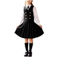 thumbnail image 1 of Cethrio Girls Outfit Sets Size 7-8, School Uniform 3 Piece Dancing Short Sleeve Tie Shirts and Dresses Sets Black Size 7-8, 1 of 4