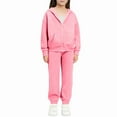 thumbnail image 1 of Cethrio Girls Outfit Sets Size 7-8, Warm Zip up Long Sleeve 2 Piece Girls' Clothing Sets Pink, 1 of 3