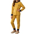 thumbnail image 1 of Cethrio Girls Pajama Sets 2 Piece, Long Sleeve Fall Winter Crew Neck Comfy Girls' Sleepwear Yellow Size 5-6 T, 1 of 7