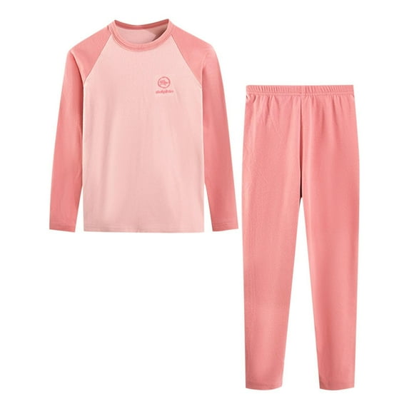 Cethrio Girls Pajama Sets, Fall Winter Thermal Cotton Long Sleeve Sleepwear Sets Pink Size 10-12 T