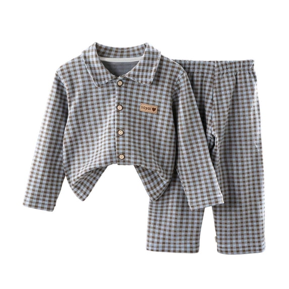 Cethrio Girls Pajama Sets Long Sleeve, Buttons Comfortable Fall Winter 2 Piece Girls' Sleepwear Gray Size 3-4 T