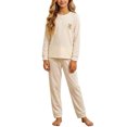 thumbnail image 1 of Cethrio Girls' Pajama Sets Long Sleeve, Fall Winter 2 Piece Comfortable Girls' Sleepwear Beige Size 7-8T, 1 of 6