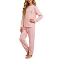 thumbnail image 1 of Cethrio Girls' Pajama Sets Long Sleeve, Fall Winter Comfortable 2 Piece Girls' Sleepwear Pink Size 7-8T, 1 of 6