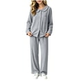 thumbnail image 1 of Cethrio Girls Pajama Sets Long Sleeve, Spring Fall 2 Piece Casual Breathable Girls' Sleepwear Gray Size 3-4T, 1 of 7