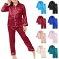 thumbnail image 1 of Cethrio Girls Pajama Sets, Spring Fall Collared Comfy Long Sleeve Girls' Sleepwear Red Size 4-13T, 1 of 9
