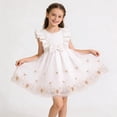 thumbnail image 1 of Cethrio Girls Party Dresses, Mid-length Party Flutter Sleeve Casual Summer Dresses White Size 6-7 T, 1 of 5