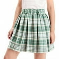 thumbnail image 1 of Cethrio Girls Pleated Skirts, Dancing Elastic Waist Cotton Stripe School Uniform Skirts Green Size 5-6 T, 1 of 3
