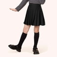 thumbnail image 1 of Cethrio Girls Pleated Skirts, Wool-blend Elastic Waist School Uniform Casual Mini Skirts Black Size 7-8, 1 of 3