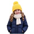 thumbnail image 1 of Cethrio Girls Pom Pom Beanie Hats, Warm Soft Outdoor Ribbed Knit Winter Hats Yellow Size 2-12 Years, 1 of 7