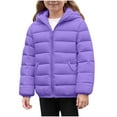 thumbnail image 1 of Cethrio Girls Puffer Jackets, Lightweight Full Zip Long Sleeve Thermal Winter Outerwear with Hood Purple Size 8, 1 of 7