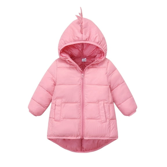 Cethrio Girls Puffer Jackets, Mid-length Warm Windproof Zip up Winter Coats Pink Size 7 T