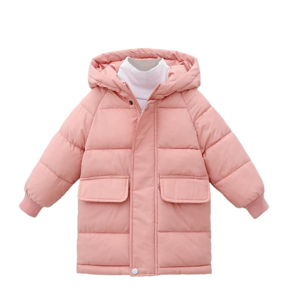 Cethrio Girls Puffer Jackets, Warm Mid-length Waterproof Full Zip Winter Coats Pink Size 6