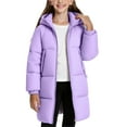 thumbnail image 1 of Cethrio Girls Puffer Jackets, Windproof Mid-length Warm Zip up Winter Coats with Hood Purple Size 10-12, 1 of 6