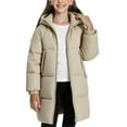 thumbnail image 1 of Cethrio Girls Puffer Jackets, Zip up Mid-length Warm Windproof Winter Coats with Hood Beige Size 9-10T, 1 of 8