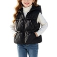 thumbnail image 1 of Cethrio Girls Puffer Vests, Hooded Warm Sleeveless Zip up Winter Outerwear Vests Black Size 3-4 T, 1 of 9