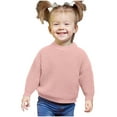 thumbnail image 1 of Cethrio Girls Pullover Sweaters Size 7-8T, Crew Neck Knitting Cotton Casual Stretch Fall Winter Tops Pink, 1 of 4