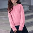 thumbnail image 1 of Cethrio Girls Pullover Sweatshirts Size 10-12, Fall Casual Solid Color Crew Neck Long Sleeve Tops Pink, 1 of 6