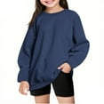 thumbnail image 1 of Cethrio Girls Pullover Sweatshirts, Solid Color Casual Long Sleeve Loose Spring Fall Tops Navy Size 14, 1 of 6