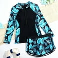 thumbnail image 1 of Cethrio Girls' Rash Guard Swimsuits, Quick-drying Beach Two Piece Swim Shirts and Swim Bottoms Black Size 14, 1 of 8