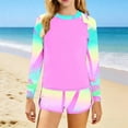 thumbnail image 1 of Cethrio Girls' Rash Guard Swimsuits, Vacation Surfing Long Sleeve 2 Piece Kids Bathing Suits Swimwear Multicolor Size 14-16, 1 of 4