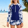 thumbnail image 1 of Cethrio Girls' Rash Guard Swimsuits, Vacation Two Piece Quick-drying Swim Shirts and Swim Bottoms Multicolor Size 6, 1 of 8