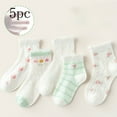 thumbnail image 1 of Cethrio Girls Ruffled Socks, Stretch School Cotton 5 Pack Summer Socks White Size 9-12 T, 1 of 3