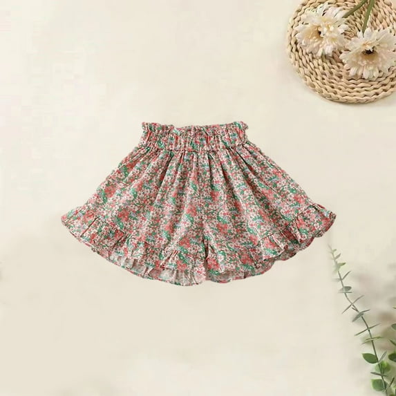 Cethrio Girls Shorts- Bloomer Lightweight Fashion Small Floral Summer Shorts Pink Size 3Y