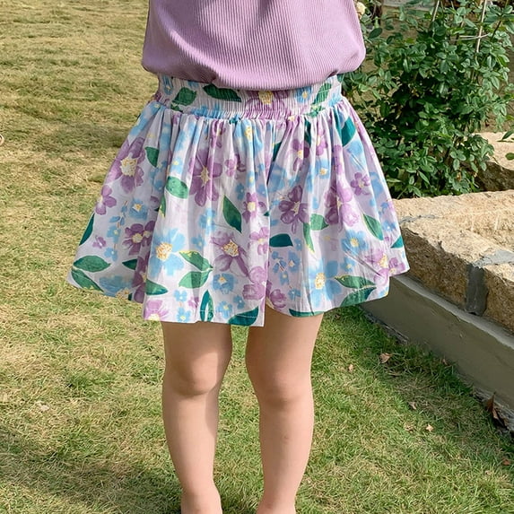 Cethrio Girls Shorts- Lightweight Lightweight Cute Fashion Summer Shorts Purple Size 5-6Years