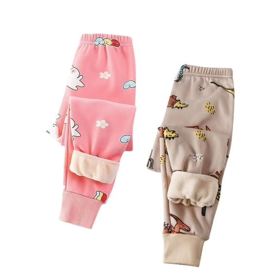 Cethrio Girls Sleep Pants, Stretchy Casual Elastic Bottom Cotton Thermal Pants Khaki Size 6