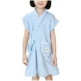 thumbnail image 1 of Cethrio Girls Sleepwear Robes, Short Sleeve Flannel Warm Soft Girls' Bathrobes Blue Size 1-10T, 1 of 5
