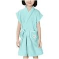 thumbnail image 1 of Cethrio Girls Sleepwear Robes, Soft Warm Flannel Short Sleeve Girls' Bathrobes Green Size 1-10T, 1 of 5