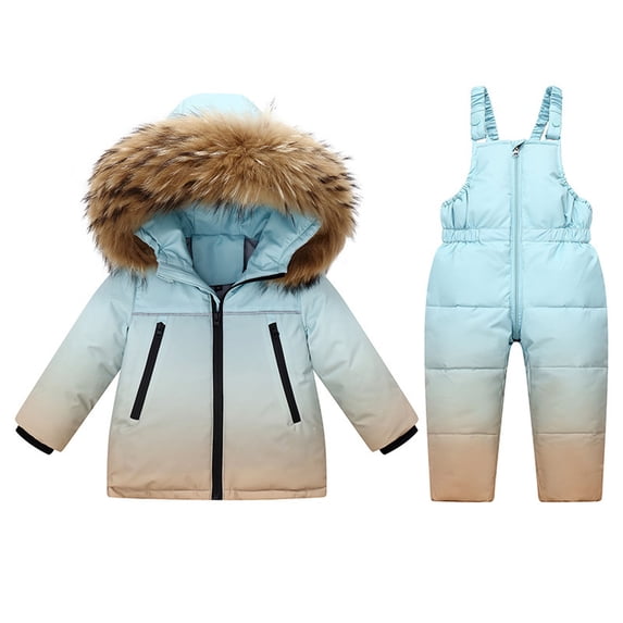 Cethrio Girls Snowsuits, Snow Sports Windproof 2 Piece Waterproof Winter Clothing Sets Light Blue Size 1-2T